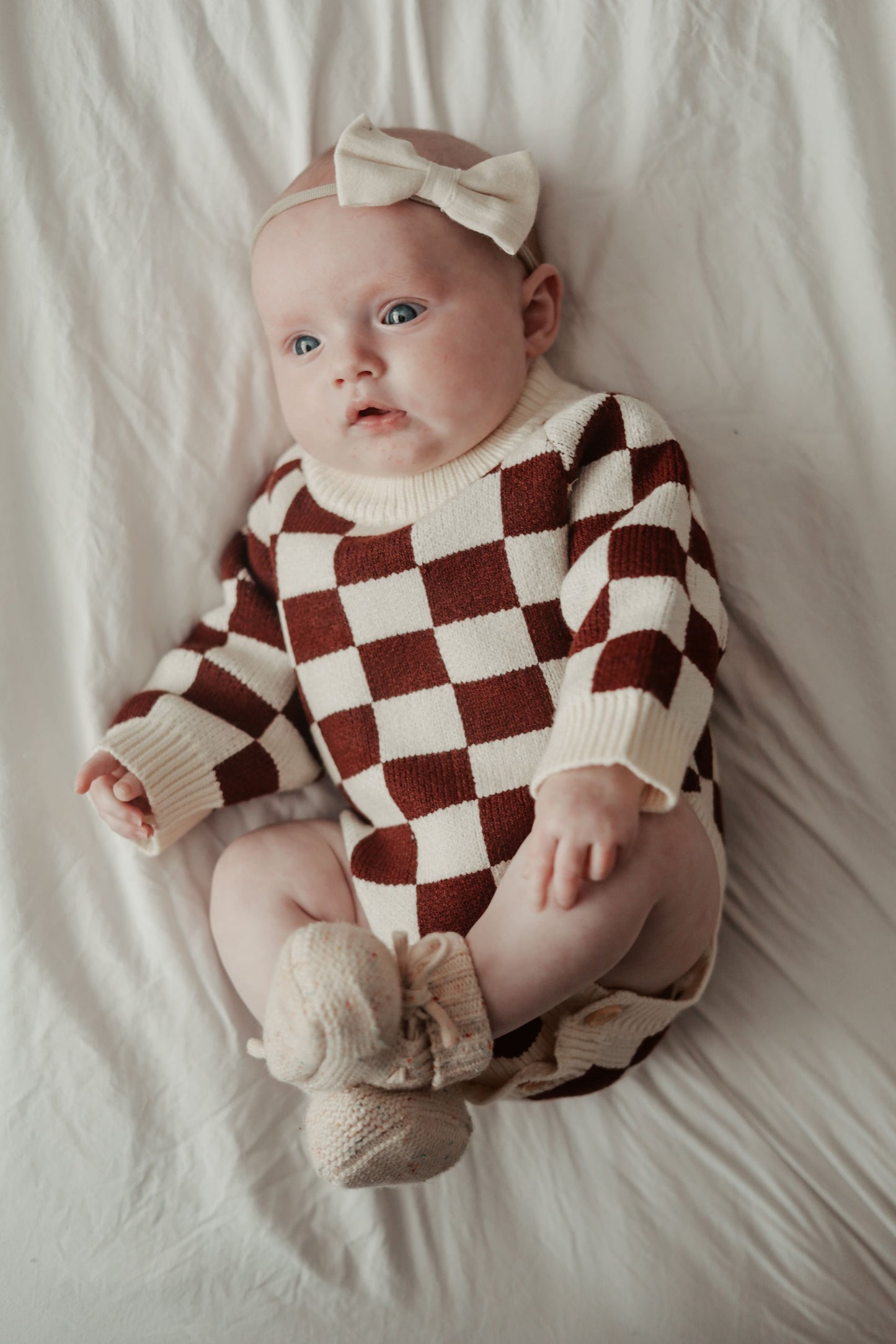 Checkered Knit Romper | Super Soft Bamboo Blend | Unisex | 0-24m