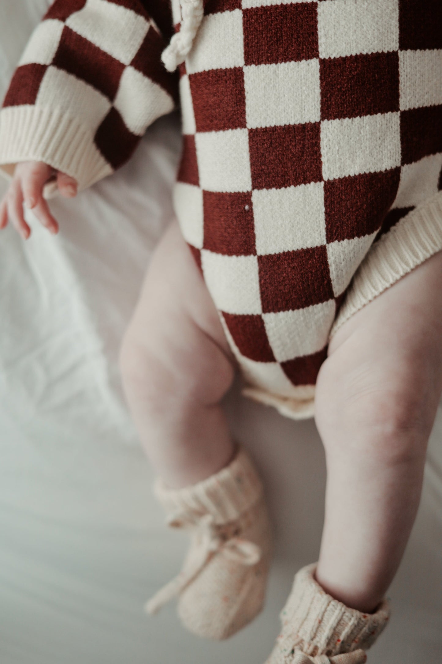 Checkered Knit Romper | Super Soft Bamboo Blend | Unisex | 0-24m