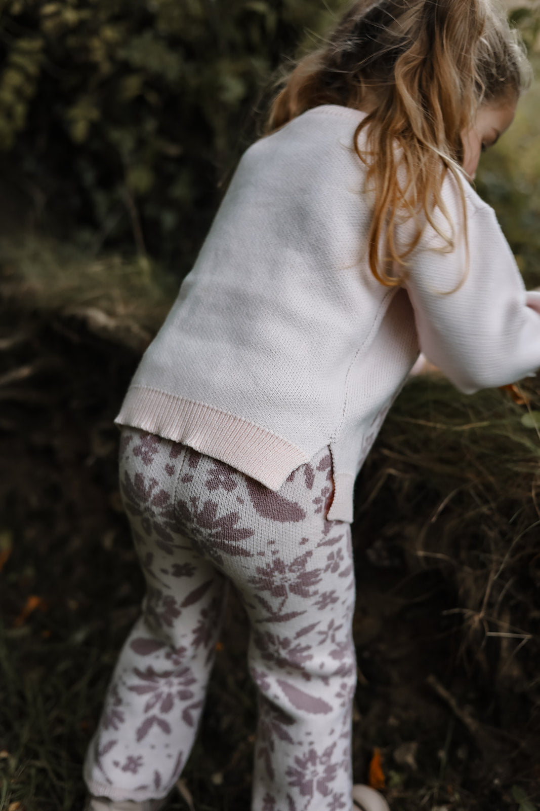 Leafy Floral Knitted Flares| Scallop edge Bottoms | Super Soft Bamboo | Bubblegum & Lilac