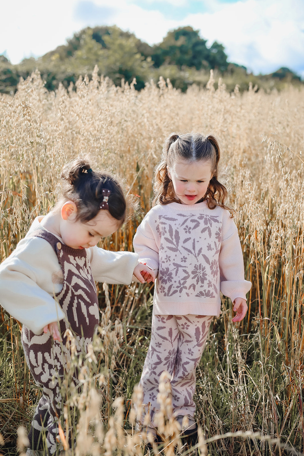 Leafy Floral Knitted Flares| Scallop edge Bottoms | Super Soft Bamboo | Bubblegum & Lilac